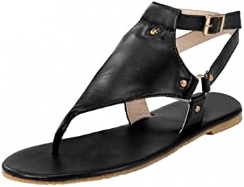 UQGHQO / Дамски Елегантни Летни сандали, Дамски чехли, Римски Чехли с каишка на щиколотке, Класически обувки на плоска подметка с клипс,