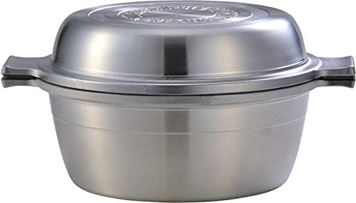 Алуминиева тенджера Hokuriku с две дръжки, 9,4 инча (24 см), За газови печки, Лека, Включва чиния, Керамика, обработка, Произведено в Япония