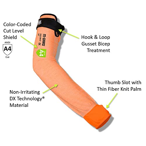 Ръкав MAGID M-GARD DX Technology ANSI A4, устойчив На гумата, с един слот за палеца, 1 Чифт, дължина 22 инча, Оранжево