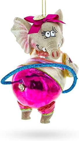 Цирк Слон с Хула-Хупом Стъклена Коледна Украса