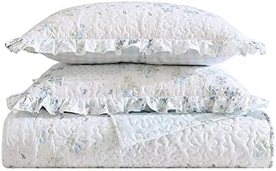 Shabby Chic® - Комплект стеганого одеяла King, Сменное памучно спално бельо с подплата в тон, Елегантен Цветен Декор за дома
