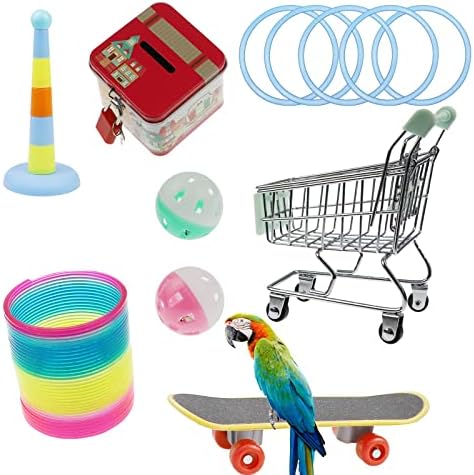 Nuatpetin 5 бр., Образователна играчка за птици, на Папагали, Играчка за разузнаване, Папагали, Мини-Количка за Пазаруване,