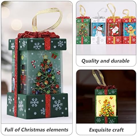 Коледен Фенер С Подсветка Подарък Кутия: Коледна Елха лека нощ Декоративна Подвесная Лампа за Украса на Камината Зимни Празнични