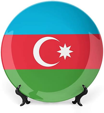Флаг на Азербайджан Декоративна Чиния от Костен Порцелан Кръгли Керамични Плочи плавателни съдове с Поставка за Домашния Офис Стенен
