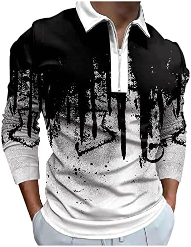 XXBR 2022 Нови Мъжки Ризи Поло с Дълъг Ръкав 1/4, Блузи за Голф с цип, Градинска Ежедневни Дизайнерска Риза С 3D Цифрово Принтом