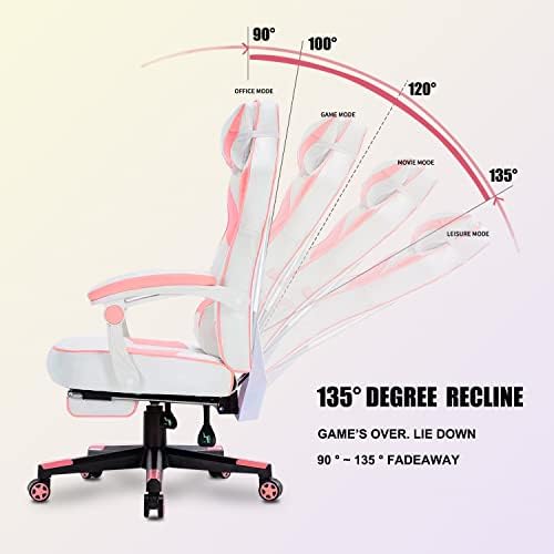 Игралното стол HEADMALL с Поставка за краката, като опция Ергономични Столове за игри с Лумбална възглавница и възглавница