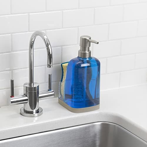 Дюза за сапун Spectrum Разделност Cora и държач за гъба за мивка, 1 бр., Прозрачен и топъл Сив