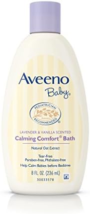 Aveeno Детско успокояващо средство за измиване на тави, без сълзи, Лавандула и ванилия, 8 течни унции (опаковка от 6 броя)