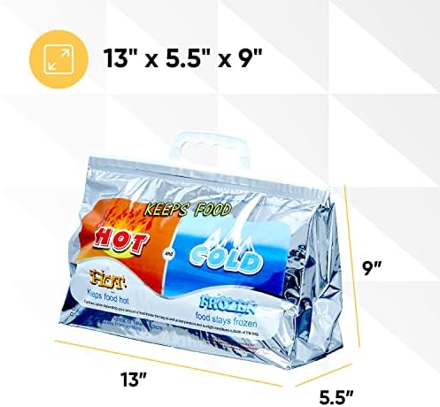 Опаковка от 3 пакети с изолация за топла и студена вода - за Съхранение на замразени и горещи храни - за Многократна употреба