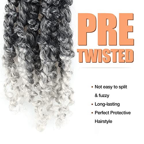 Tiana Passion Twist Hair 6 Инча - 2 опаковки Т-Сива Къса прическа Боб с ефект Омбре, Опашка на една Кука, Предварително Навита ръчно Синтетични