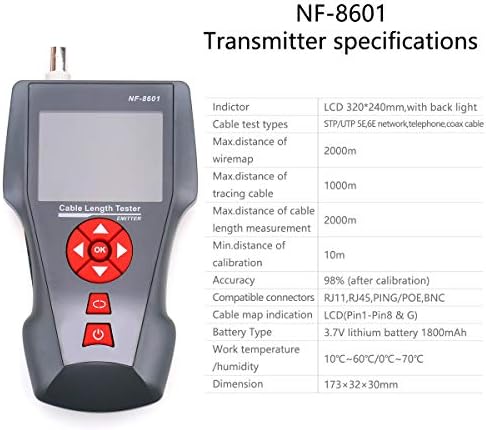 NF-8601, NF-8601A, Кабелен тестер NF-8601W, мультитестеры дължина на кабела KELUSHI (NF-8601W)