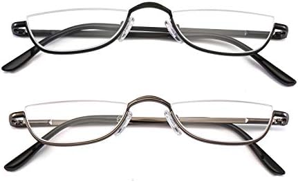 Очила за четене в полукадровой рамки DBEFTLI - ридеры Half Moon с пружинным тръба на шарнирна връзка, за жени и за мъже (2 бр в джоба)
