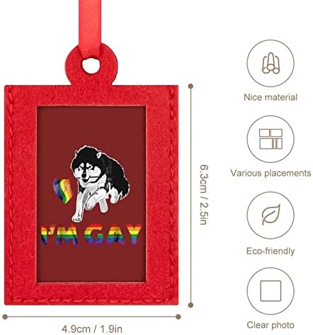 Аз съм Гей Гордост ЛГБТ Флаг Сибирското Хъски Мини Коледна Рамка За Снимки, Бижута, Пухкава Висящи Рамки за Парти, Празник, Сватбени