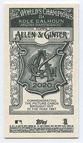 Бейзболна картичка Алън и Гинтера Mini A&G Back 2020 224 Kole Calhoun Arizona Diamondbacks