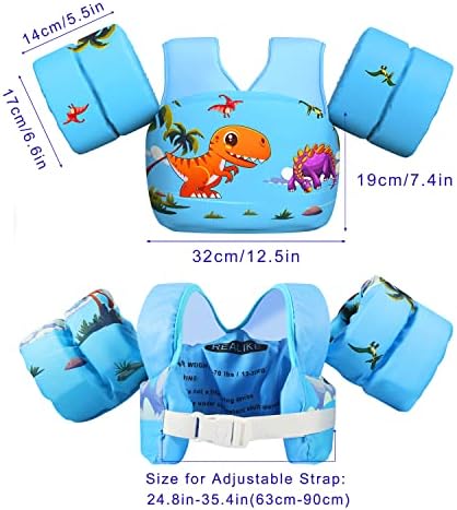 REALIKE Детска Жилетка за плуване за деца, Плувни средства за плуване, с пагон сигурност, калници за ръце за деца/Бебета/Baby