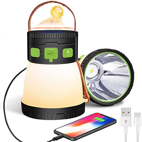 Акумулаторна Лампа за къмпинг, 2000ЛМ 40 часа 7200 Соларни Лампи за къмпинг батерии с топло бяла светлина + Цвят RGB, Улични Преносими