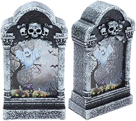 Fdit Лампа за надгробни камъни на Хелоуин, С Мистериозен Модел, Лампа за надгробни плочи в гробището на Хелоуин, Украси за къщата