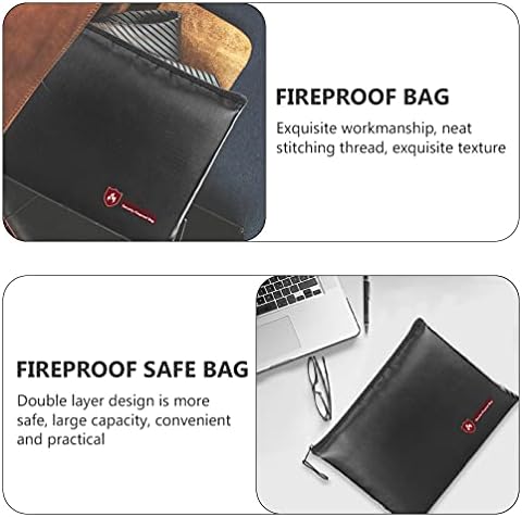 Водоустойчива чанта за ценни документи Amosfun, пожароустойчива чанта за файлове за сигурността (черен)