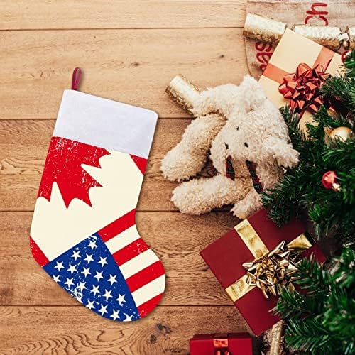 Коледни Чорапи с Флага на САЩ и Канада, Чанта за Коледни Чорапи, Домашен, Семеен Коледен Декор