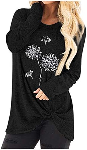 Дамски Однотонная Hoody с дълги ръкави, Класически Модерен Пуловер с кръгло деколте, Топ, Блузи, Ежедневни мек вълнен плат Пуловер
