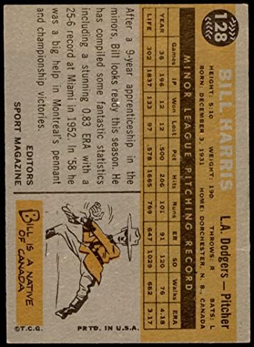 1960 Topps 128 Звезда-начинаещ Бил Харис Лос Анджелис Доджърс (Бейзбол карта) Карта Дина 5 - БИВШ Доджърс