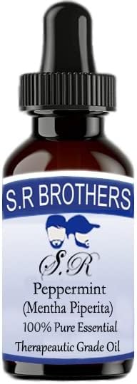 S. R Brothers Мента (Mentha Piperita) Чисто и Натурално Етерично масло Терапевтичен клас с Капкомер 100 мл
