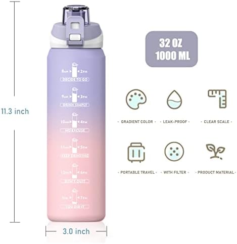 Запечатани бутилка за вода ORIJOYNA на 32 грама с марка Време и предпазна Капачка, спортна бутилка Наклон цветове, идеална