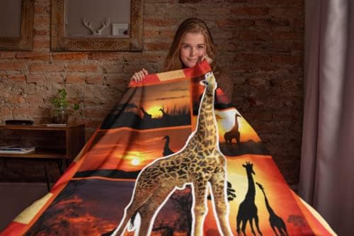 Одеяло с жирафа, Одеяло за бебе, Подарък за дете, Флисовое одеало (XL 200X150 СМ /80X60)
