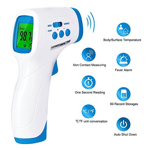 Цифров Инфрачервен Термометър за възрастни, Термометър за челото, Безконтактно Корен Термометър за деца, бебета, без сензор