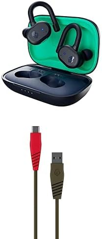 Активни слушалки Skullcandy Push и линейни слушалки USB-A-C + Micro USB-втулки Bluetooth, се използват с iPhone и Android с зарядно