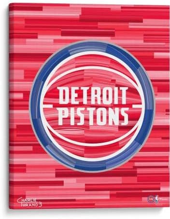 Галерия Лого Detroit Pistons 16 x 20, Увити В Giclee с украса - Оригинални Рисунки и щампи НБА