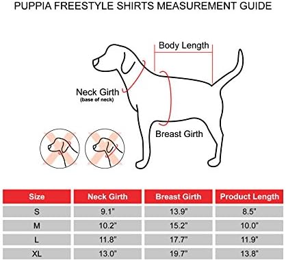 Тениски за домашни любимци Puppia PARB-TS1516-RB-XL Кралския Син цвят в стил freestyle, X-Large