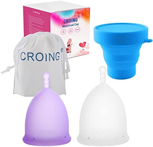 Набор от Croing от 2 Менструални чаши (Бели L и лилаво S)