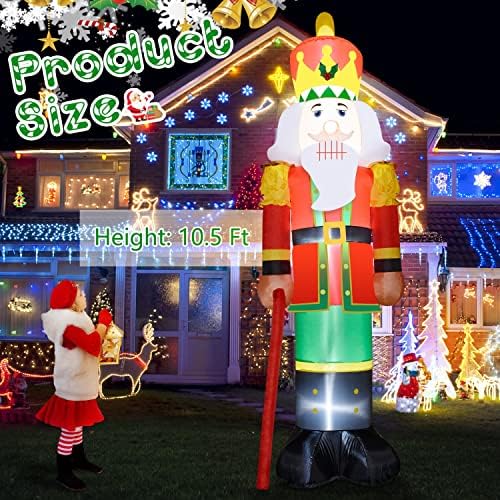 JETEHO 10-подножието Гигантски Коледни Надуваеми Играчки Лешникотрошачката Войник Външно Украса, Коледни Надуваеми Декорации