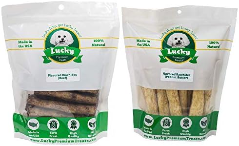 Набор от лакомствата Лъки Premium с плънка от сурова кожа за кучета на средна възраст – 7 Карата Сурова кожа с пълнеж от говеждо месо