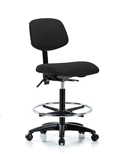 Текстилен стол за сядане LabTech LT41891 с Висока Пейка, Найлон Основа, Наклон, Хромированное Пръстен За крака, Ролки, Тъмно син
