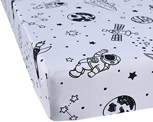 Комплект от 3 бр. космически Чаршаф в двойна бяла основа Galaxy Sheet Рокетс Planets, Супер Мек Микрофибър, за деца, юноши и любители
