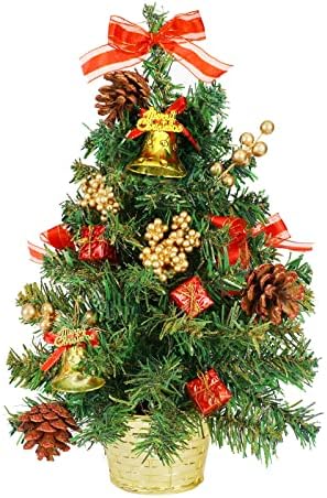 HUANGXIN 20 Настолна Коледно Дърво Мини-Набор от Изкуствени Коледни Елхи с Извънбордов Орнаменти Направи си сам, Украсени с Подаръчни