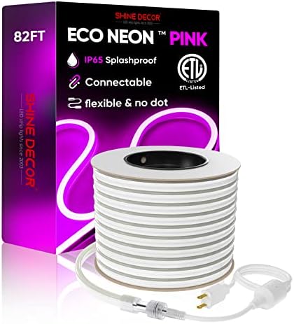 Комплект Decor Shine включва Комплект захранващия кабел с Розов комплект неонови веревочных тела с дължина 25 м / 82 фута
