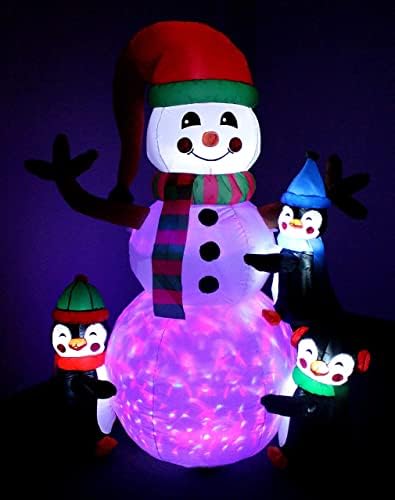 Комплект от две украса за Коледното парти, включва Коледната в снежен дължина от 6 фута, снежен човек-пингвин с шейни и в снежен човек