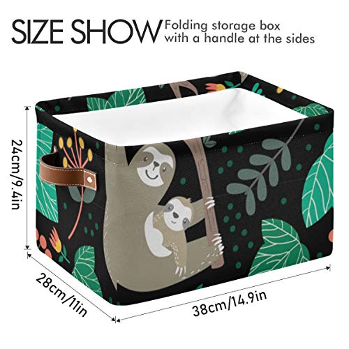 Правоъгълна Кутия за съхранение с Цветен Модел и концепция Ленивца, Холщовая Плат с Дръжки - Холщовые Кутии за детска стая за Складного