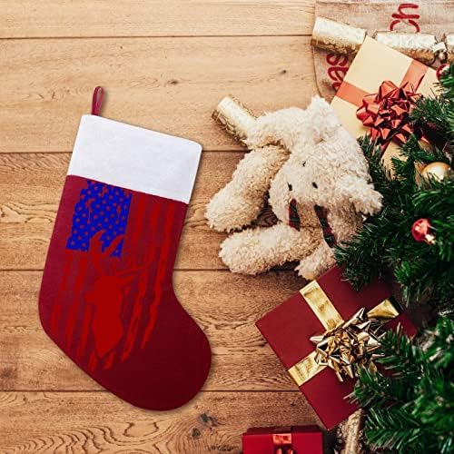 Проблем Американски Флаг Ловен Елен Червени Коледни Празници Чорапи Дом Декорации за Коледната Елха Окачени Чорапи За Камината