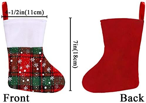 Коледни мини-Чорапи LimBridge, 24 опаковки, Карирани Принт под формата на Снежинки, 7 инча с руното белезници, Украса за