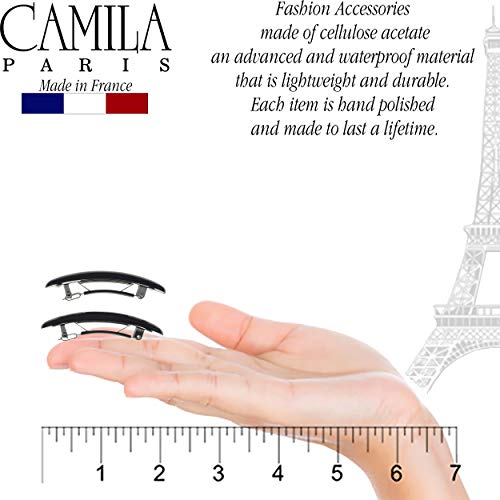 Camila Paris CP2882/2 Френска шнола за коса за момичета, Черно Малък 2,5-инчов комплект от 2 заколок за коса силна фиксация за жени,
