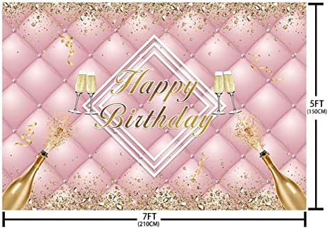 SENDY 7x5ft Блестящ Диамантен на Таблата Фон за рождения Ден на Шампанско Фон За Снимки на Деня на Раждане Розово Злато Възрастен Банер