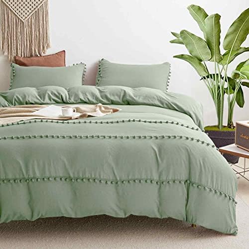 Комплект одеяла ETDIFFE King Size с pom-помераните, Комплект спално бельо в стил бохо-шик от 3 теми, Всесезонное Една Одеяло