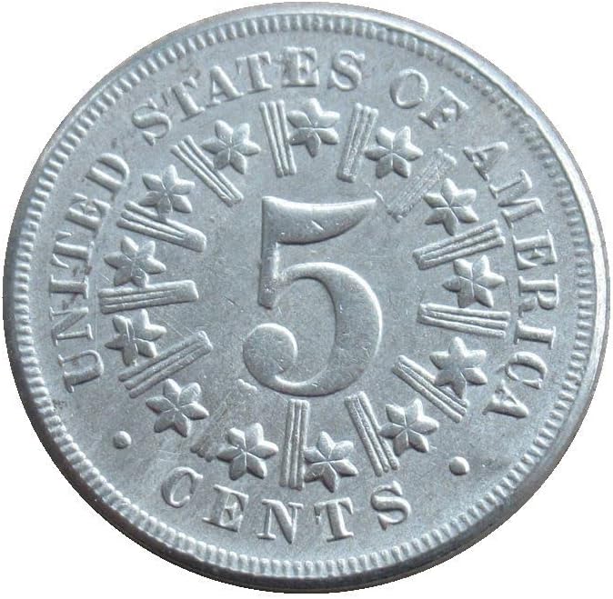 Американски щит (1866-1883) 5-центовая Медно- Никелова Чуждестранна Възпоменателна монета-копие