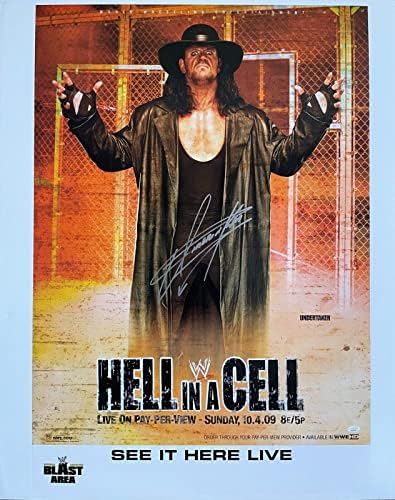 Гробаря е Подписал Ад в клетка Оригинален Плакат на WWE с платени JSA - Снимки Рестлинга С Автограф