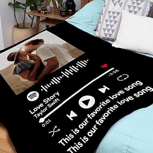Потребителско Одеяло от сканирани pdf изображение, Снимка с код Spotify, Черно Одеяло, Персонализиран Текст, Флисовое Одеяло,