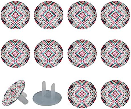 Капачки за контакти (12 броя в опаковка), Защитни Капачки За защита на електрическото оборудване От удари Розово Естетичен ацтекский